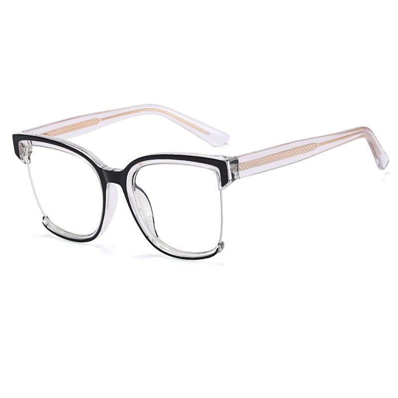 CCspace Women's Semi Rim Square Tr 90 Eyeglasses 54628 Semi Rim CCspace China Clear-black 