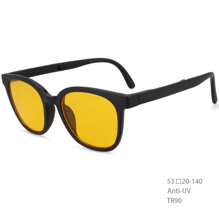 CCSpace Unisex Full Rim Square Tr 90 Resin Foldable Frame Sunglasses 54382 Sunglasses CCspace Sunglasses Black-yellow China 54382