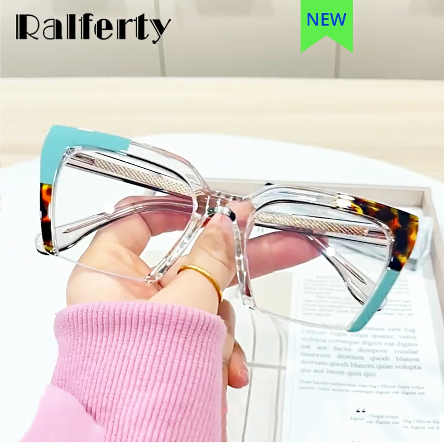 Ralferty Women's Full Rim Square Cat Eye Tr 90 Acetate Eyeglasses F81058 Full Rim Ralferty   