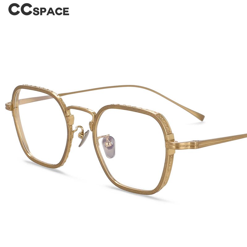 CCspace Unisex Full Rim Irregular Square Titanium Eyeglasses 54974 Full Rim CCspace   