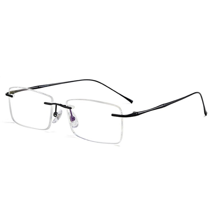 Handoer Men's Rimless Customized Lens Shape Titanium Eyeglasses 632 Rimless Handoer Black  