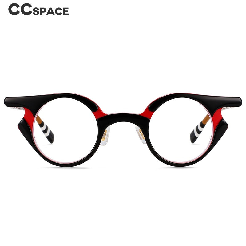 CCSpace Unisex Full Rim Round Acetate Frame Punk Eyeglasses 54539 Full Rim CCspace   