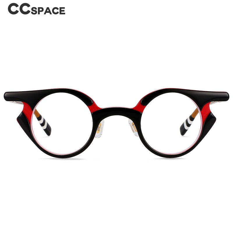 CCspace Unisex Full Rim Round Acetate Frame Punk Eyeglasses 54539 Full Rim CCspace   