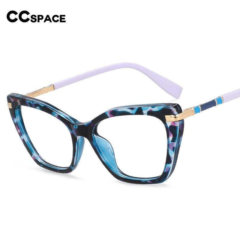 CCspace Women's Full Rim Square Cat Eye Tr 90 Titanium Eyeglasses 54496 Full Rim CCspace   