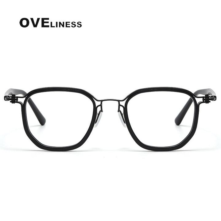 Oveliness Unisex Full Rim Round Square Acetate Titanium Eyeglasses 5865 Full Rim Oveliness   