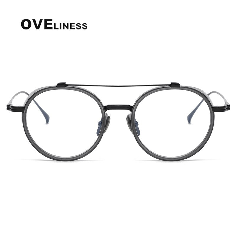 Oveliness Unisex Full Rim Square Double Bridge Acetate Titanium Eyeglasses Kj32 Full Rim Oveliness   