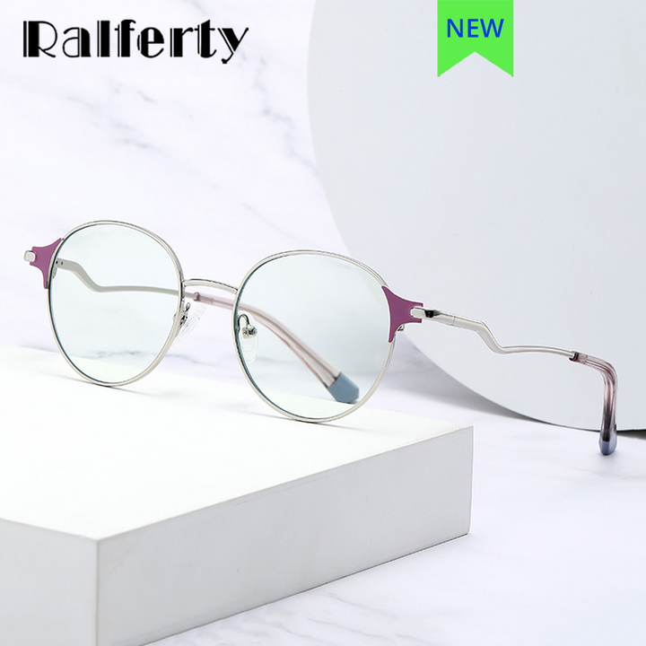 Ralferty Women's Full Rim Round Acetate Alloy Eyeglasses D8630 Full Rim Ralferty   