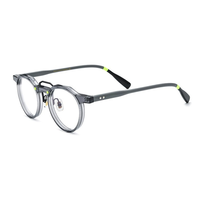 Gatenac Unisex Full Rim Round Acetate Double Bridge Frame Eyeglasses Gxyj816 Full Rim Gatenac Gray  