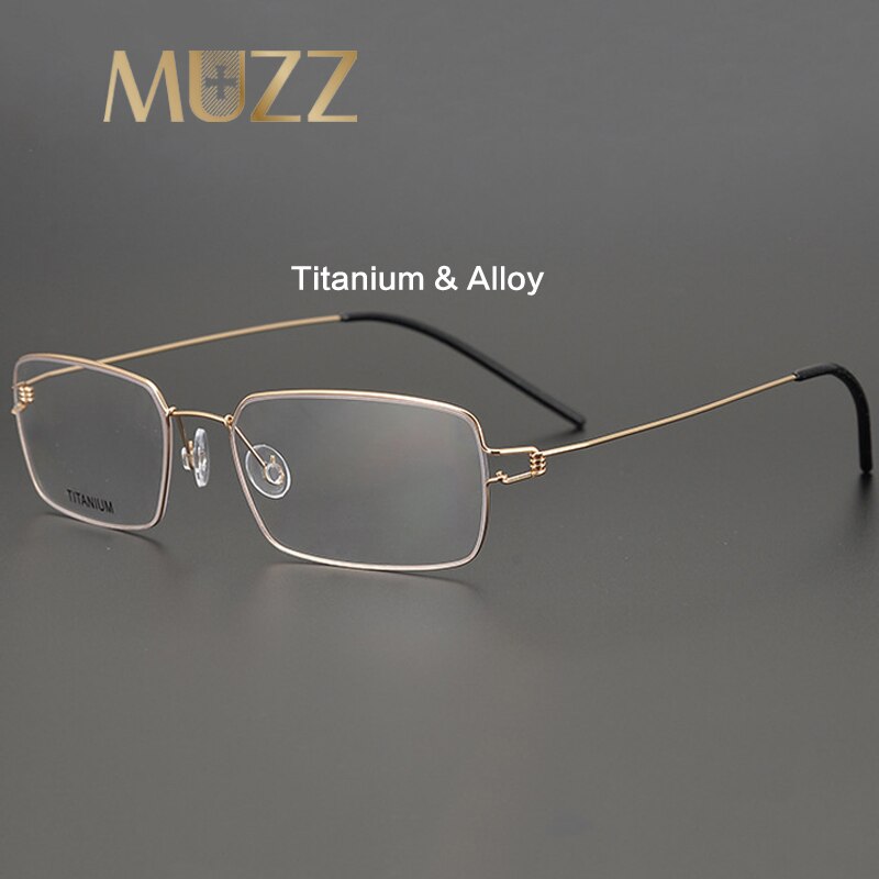 Muzz Men's Full Rim Square Titanium Alloy Screwless Frame Eyeglasses 3in3 Full Rim Muzz   