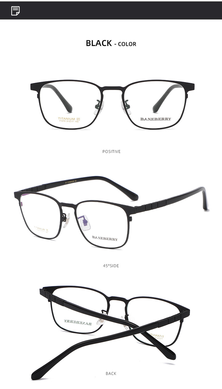 Reven Jate Unisex Full Rim Square Titanium Frame Eyeglasses 71079 Full Rim Reven Jate   