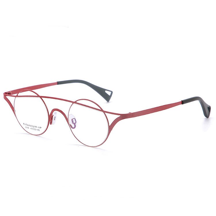 Aissuarvey Unisex Full Rim Small Round Double Bridge Titanium Frame Eyeglasses 8196 Full Rim Aissuarvey Eyeglasses Red CN 