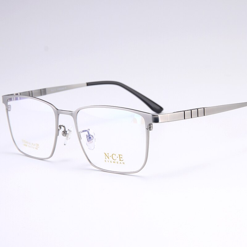 Bclear Men's Full Rim Square Titanium Eyeglasses My5008 Full Rim Bclear Light Gray  