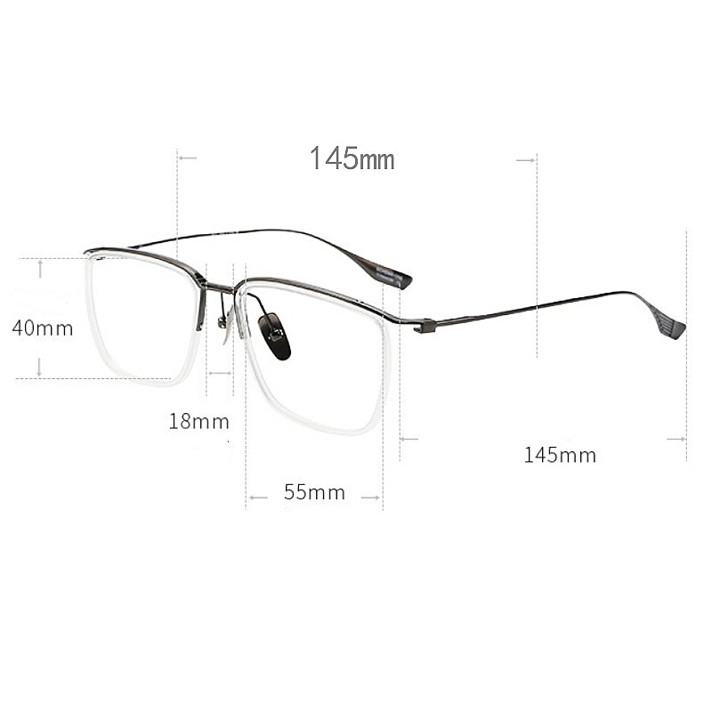 Yimaruli Men's Full Rim Big Square Titanium Eyeglasses Dt106