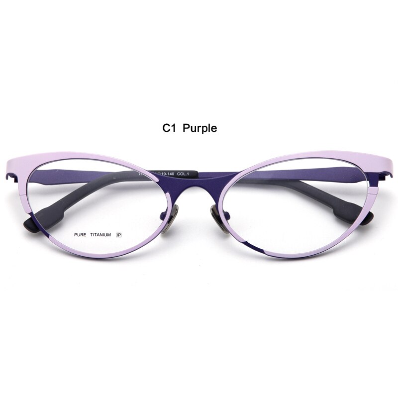 Muzz Women's Full Rim Oval Cat Eye Titanium Eyeglasses T7765 Full Rim Muzz C1  