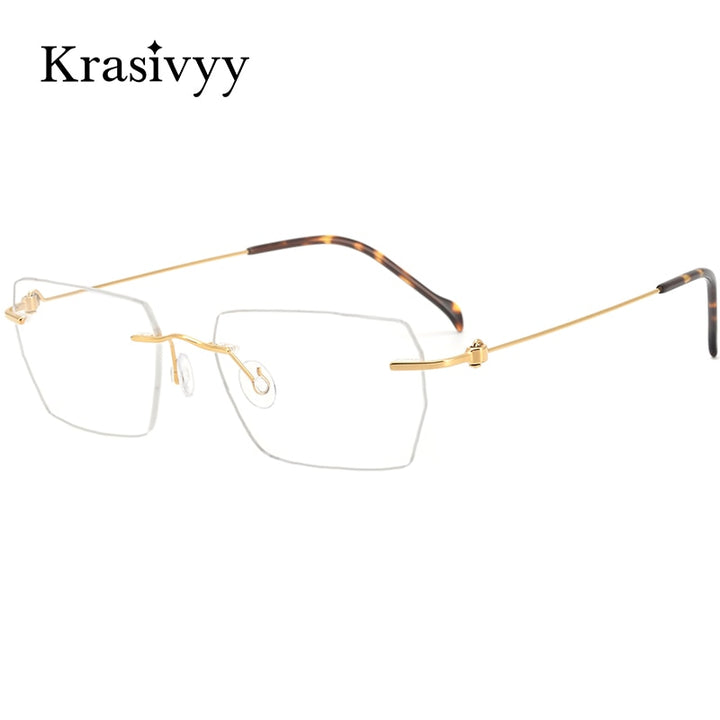 Krasivyy Men's Rimless Square Screwless Titanium Eyeglasses Kr5008 Rimless Krasivyy   
