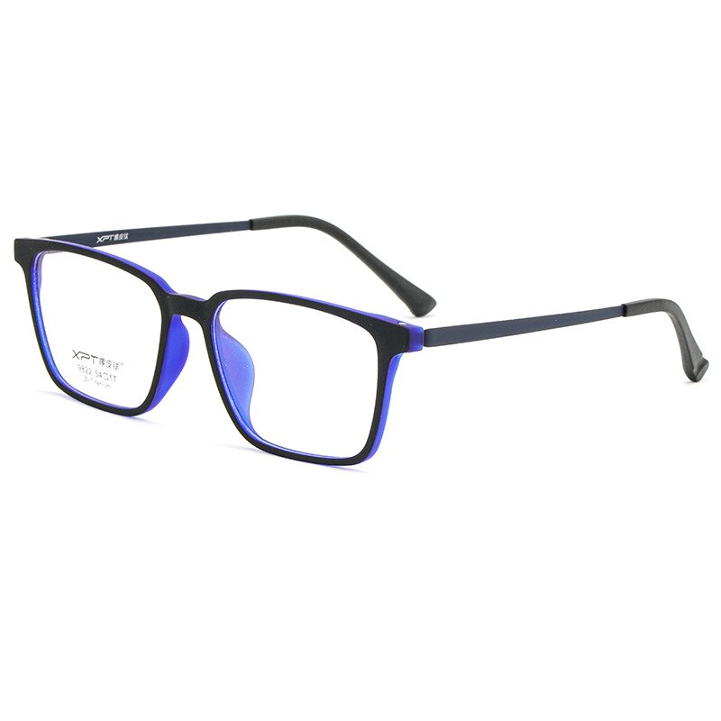 KatKani Unisex Full Rim Square Tr 90 Titanium Reading Glasses Anti Blue Light Black K9822 Reading Glasses KatKani Eyeglasses 0 Black Blue 