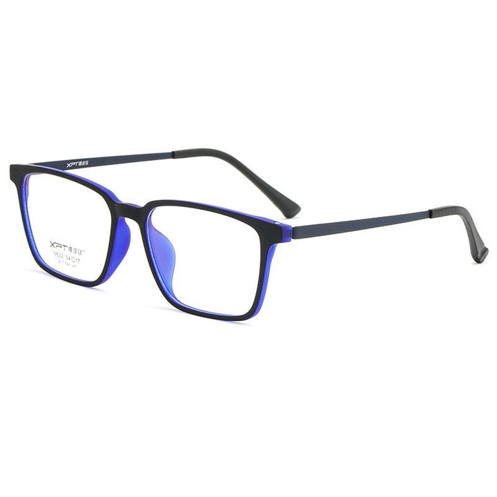 KatKani Unisex Full Rim Square Tr 90 Titanium Reading Glasses Anti Blue Light Black K9822 Reading Glasses KatKani Eyeglasses 0 Black Blue 