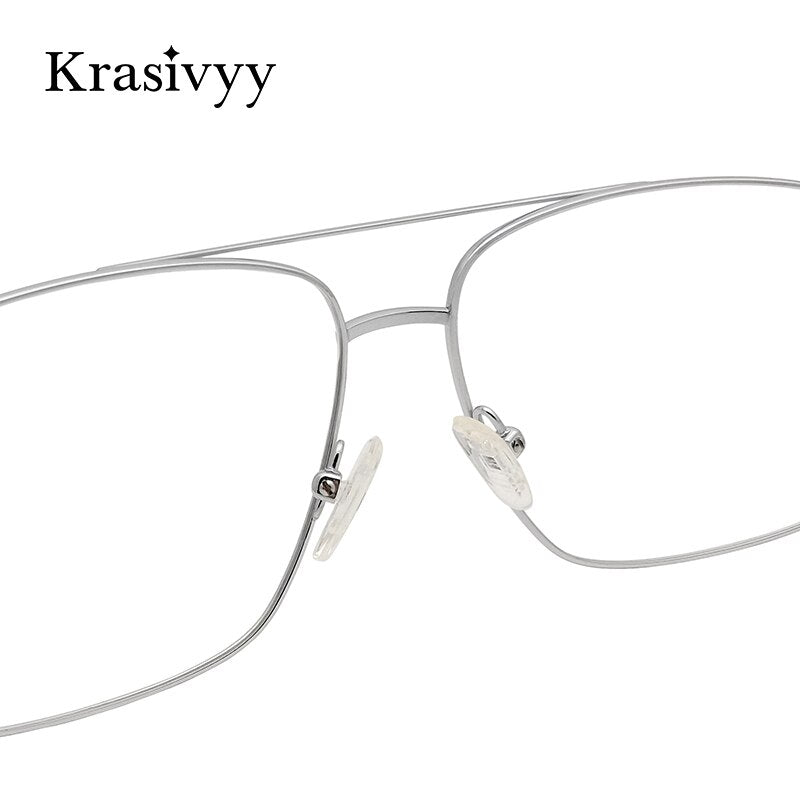 Krasivyy Men's Full Rim Square Double Bridge Titanium Eyeglasses Kr16051 Full Rim Krasivyy   