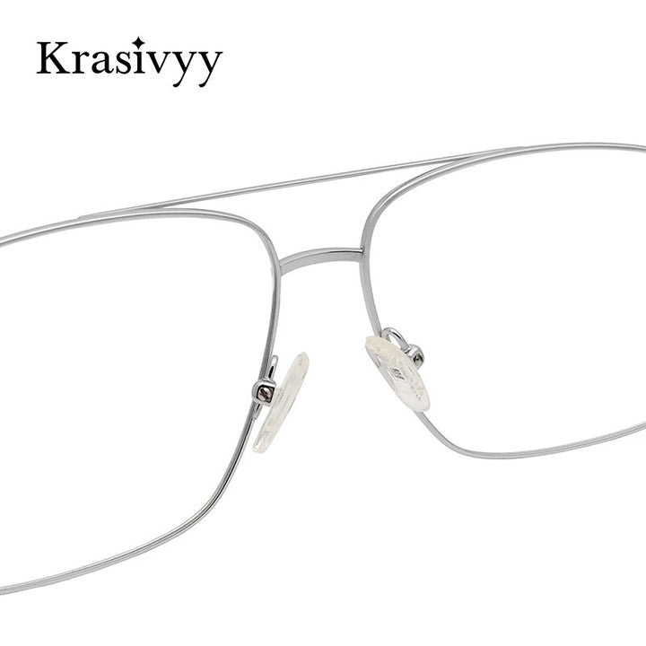 Krasivyy Men's Full Rim Square Double Bridge Titanium Eyeglasses Kr16051 Full Rim Krasivyy   