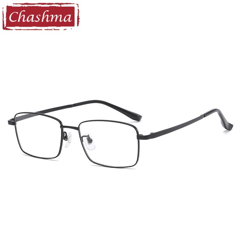 Chashma Ottica Unisex Full Rim Square Acetate Titanium Eyeglasses 742 Full Rim Chashma Ottica Black  