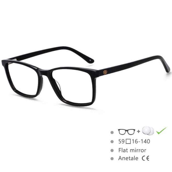 CCSpace Men's Full Rim Square Acetate Frame Eyeglasses 54553 Full Rim CCspace Black China 