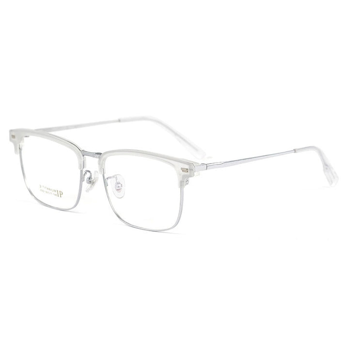 Yimaruili Men's Full Rim Square Titanium Eyeglasses 2322BJ Full Rim Yimaruili Eyeglasses White Silver  