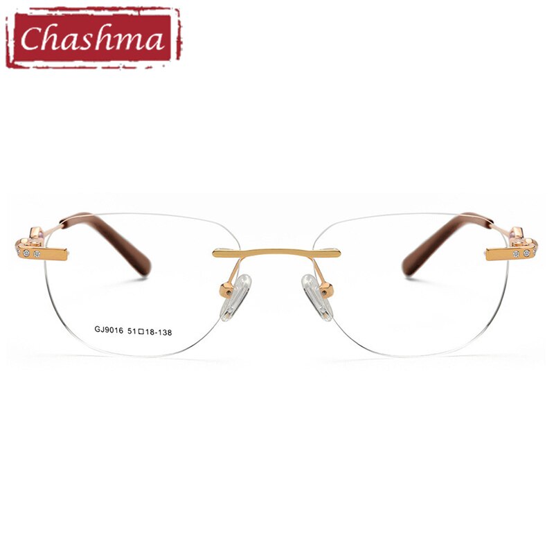 Chashma Ottica Women's Rimless Irregular Square Titanium Eyeglasses 9016 Rimless Chashma Ottica   