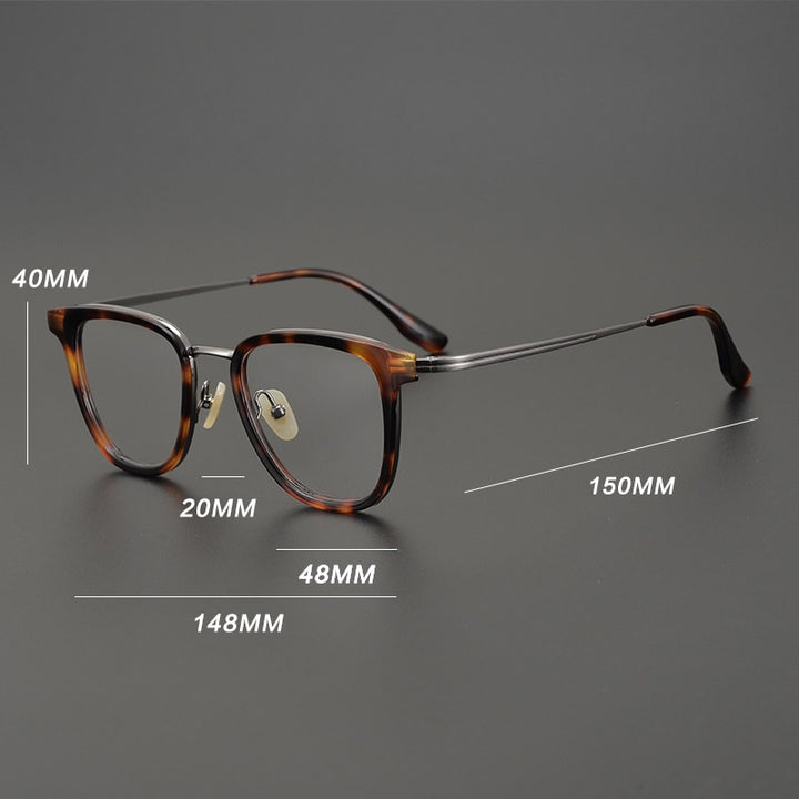 Gatenac Unisex Full Rim Square Titanium Acetate Frame Eyeglasses Gxyj782 Full Rim Gatenac   