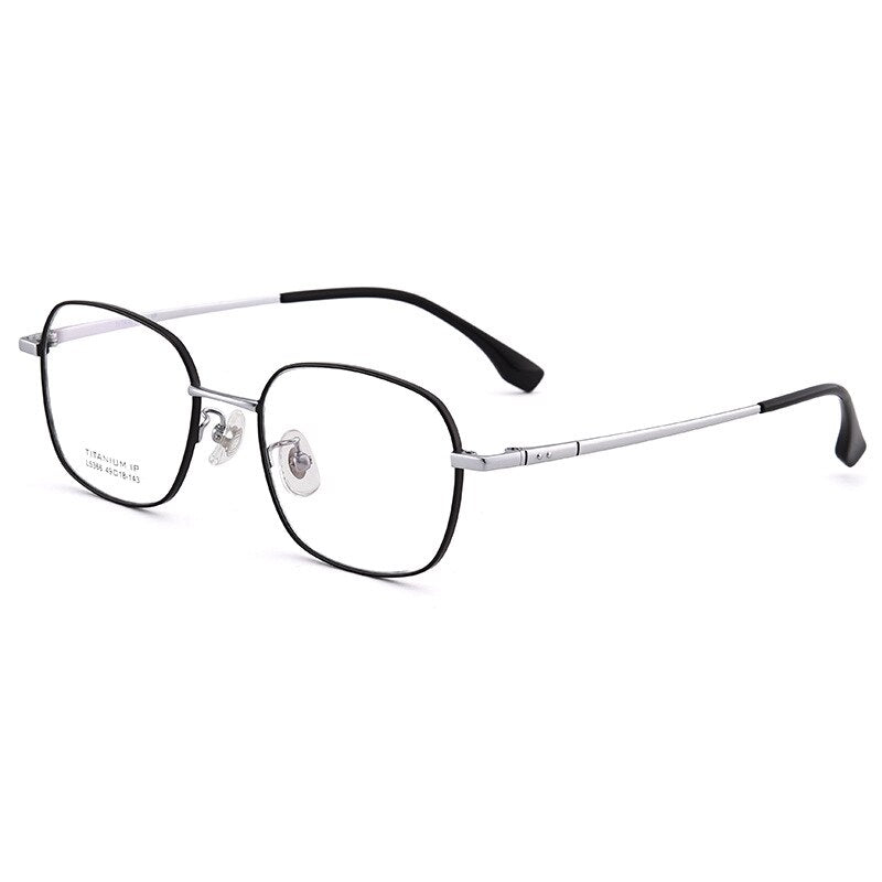 Bclear Unisex Full Rim Small Square Titanium Eyeglasses Lb5366 Full Rim Bclear Black silver  