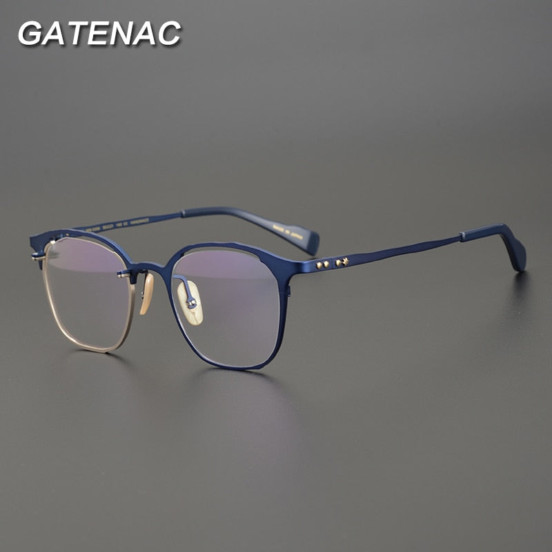 Gatenac Unisex Full Rim Square Titanium Eyeglasses Gxyj870 Full Rim Gatenac   