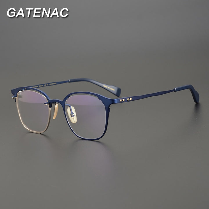 Gatenac Unisex Full Rim Square Titanium Eyeglasses Gxyj870 Full Rim Gatenac   