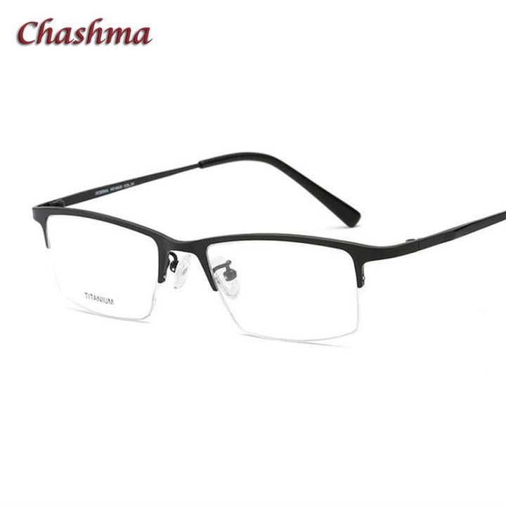 Chashma Ochki Unisex Semi Rim Rectangle Titanium Eyeglasses T8906s Semi Rim Chashma Ochki   