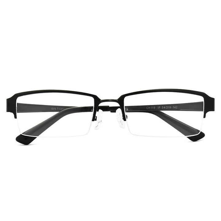 Cubojue Unisex Semi Rim Rectangle Titanium Eyeglasses Semi Rim Cubojue   