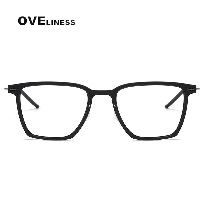 Oveliness Unisex Full Rim Round Square Screwless Acetate Titanium Eyeglasses 6554 Full Rim Oveliness   