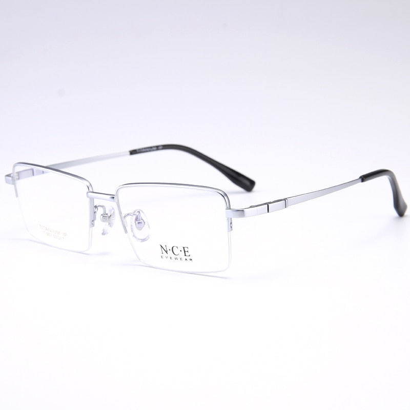Bclear Men's Semi Rim Rectangle Titanium Frame Eyeglasses My007 Semi Rim Bclear Silver  