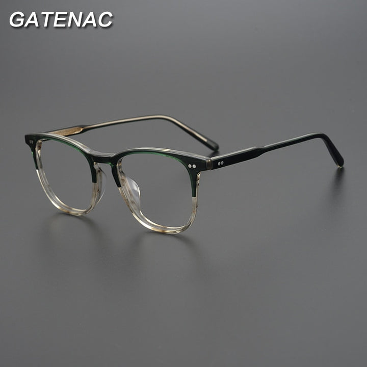 Gatenac Unisex Full Rim Round Square Acetate Eyeglasses Gxyj963 Full Rim Gatenac   