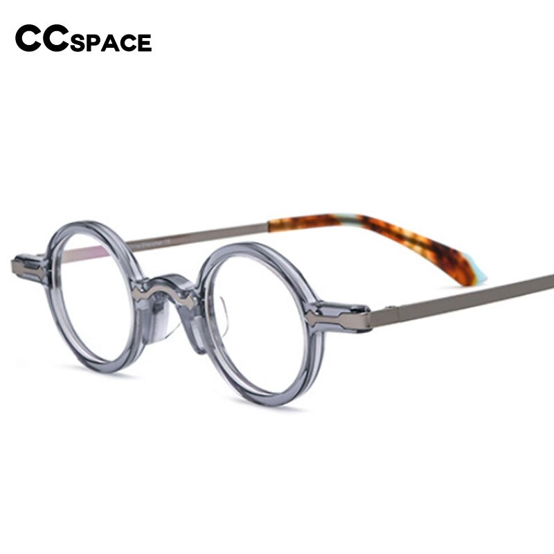 CCSpace Unisex Full Rim Small Round Acetate Eyeglasses 53151 Full Rim CCspace   