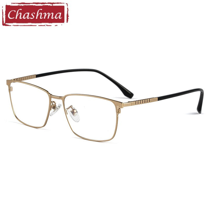 Chashma Ottica Unisex Full Rim Square Titanium Eyeglasses 8633 Full Rim Chashma Ottica Gold  