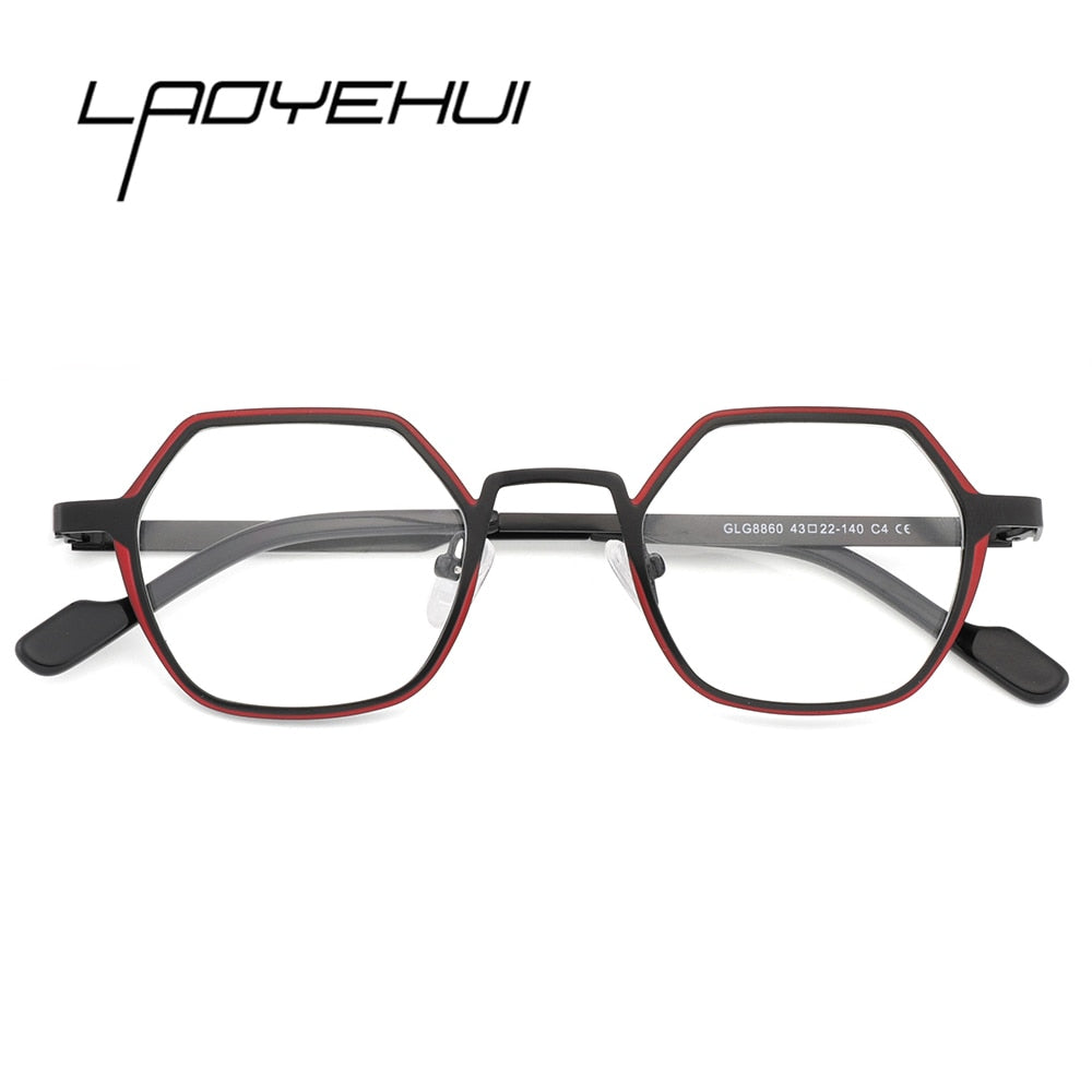 Laoyehui Unisex Full Rim Polygon Round Alloy Myopic Reading Glasses Glg8860c Reading Glasses Laoyehui   
