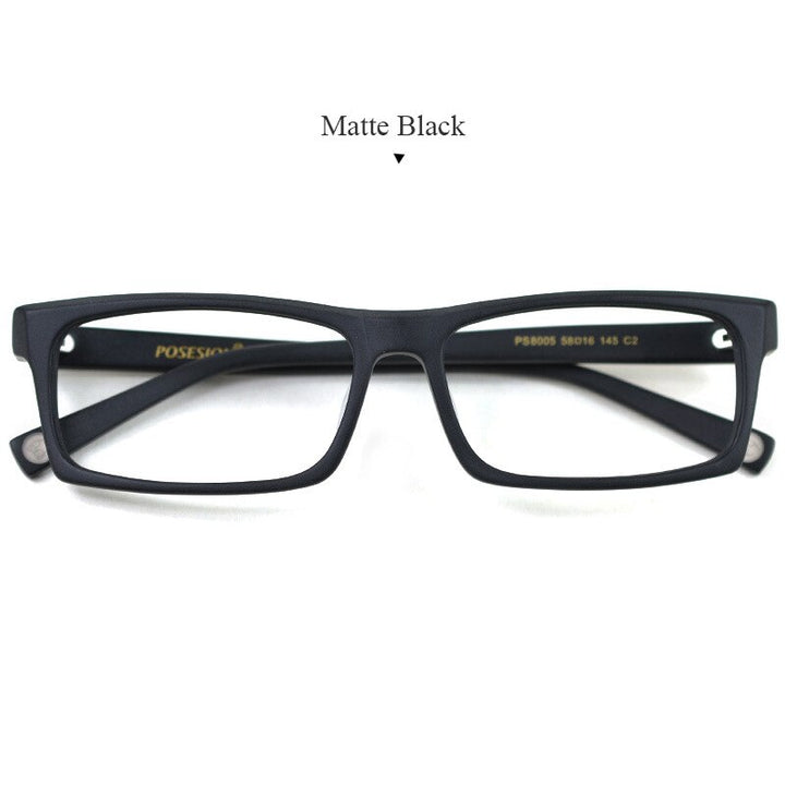 Hdcrafter Men's Full Rim Rectangle Acetate Frame Eyeglasses Ps8005 Full Rim Hdcrafter Eyeglasses Matte Black  