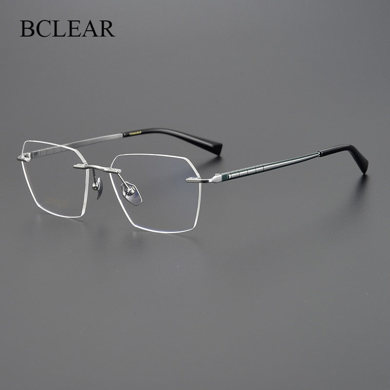 Bclear Unisex Rimless Square Titanium Eyeglasses Mys91101 Rimless Bclear   