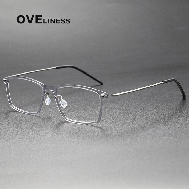 Oveliness Unisex Full Rim Square Acetate Titanium Eyeglasses 6544 Full Rim Oveliness grey  
