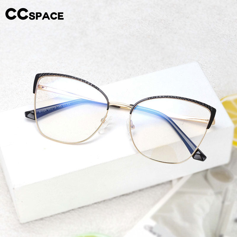 CCSpace Women's Full Rim Square Cat Eye Alloy Frame Eyeglasses 54462 Full Rim CCspace   