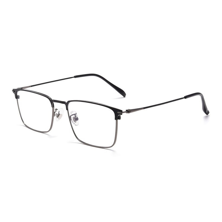 Hotochki Men's Full/Semi Rim SquareTitanium Frame Eyeglasses 0608-0606 Semi Rim Hotochki Full Black Gun  