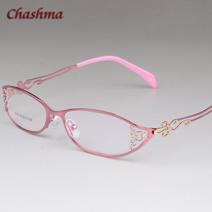 Chashma Women's Full Rim Cat Eye Stainless Steel Frame Eyeglasses 8107 Full Rim Chashma Pink  