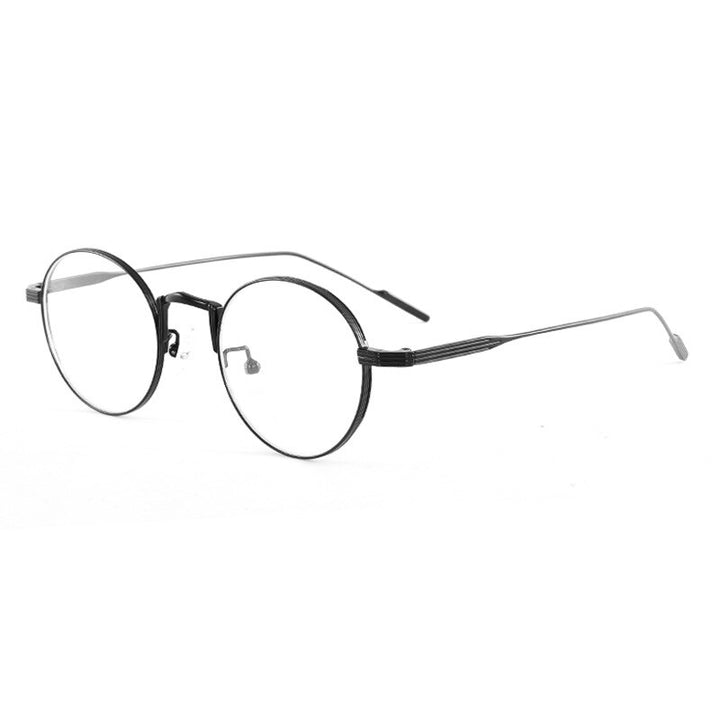 KatKani Unisex Full Rim Round Alloy Frame Eyeglasses 01131 Full Rim KatKani Eyeglasses Black  