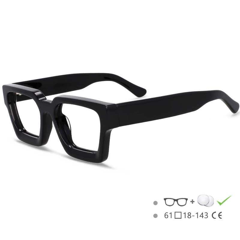 CCSpace Unisex Full Rim Square Acetate Frame Eyeglasses 54290 Full Rim CCspace Black China 