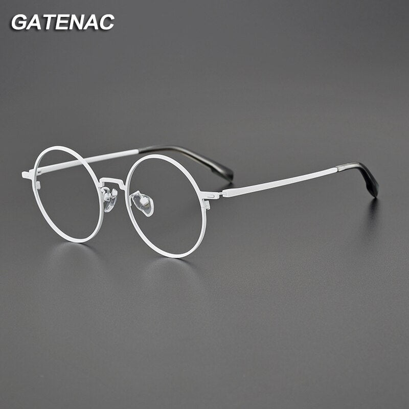 Gatenac Unisex Full Rim Round Titanium Eyeglasses Gxyj1116 Full Rim Gatenac   