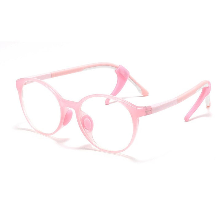 CCSpace Unisex Youth Full Rim Round Tr 90 Silicone Eyeglasses 54678 Full Rim CCspace Pink China 