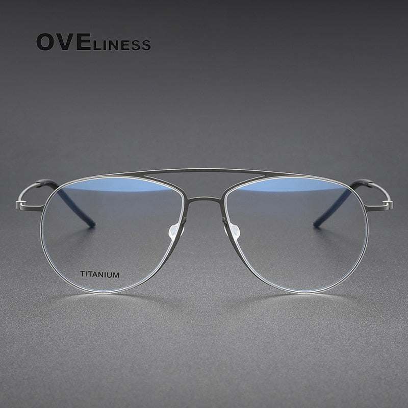 Oveliness Unisex Full Rim Square Double Bridge Screwless Titanium Eyeglasses 5507 Full Rim Oveliness   